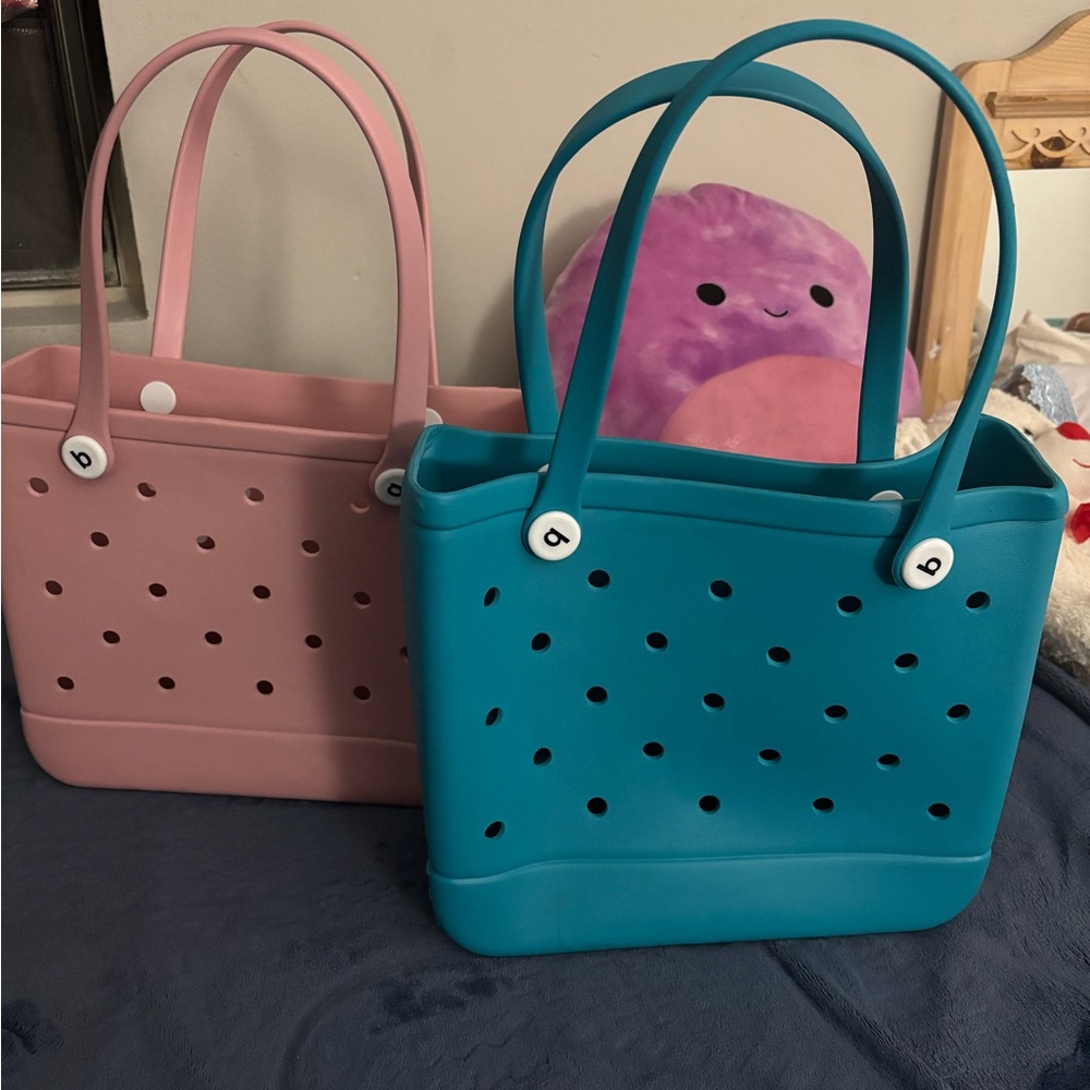 Stylish Pink and Blue Tote Bag Set